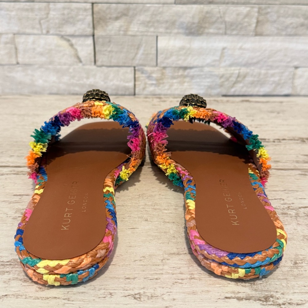 Kurt Geiger Kensington Eagle Casual Rainbow Flat Raffia Slide Sandals 36.5 EU - Picture 9 of 16